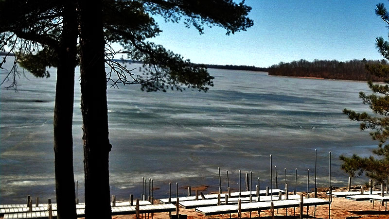 The ice is breaking up on Cutfoot Sioux Lake.